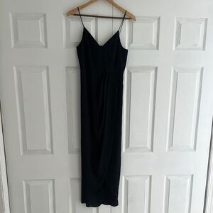 Express Black Midi Dress with Spaghetti Straps